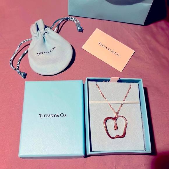 🍎Final Sale*Nwt  Tiffany & Co. & Elsa Peretti sterling silver Apple pendant. - Picture 2 of 6